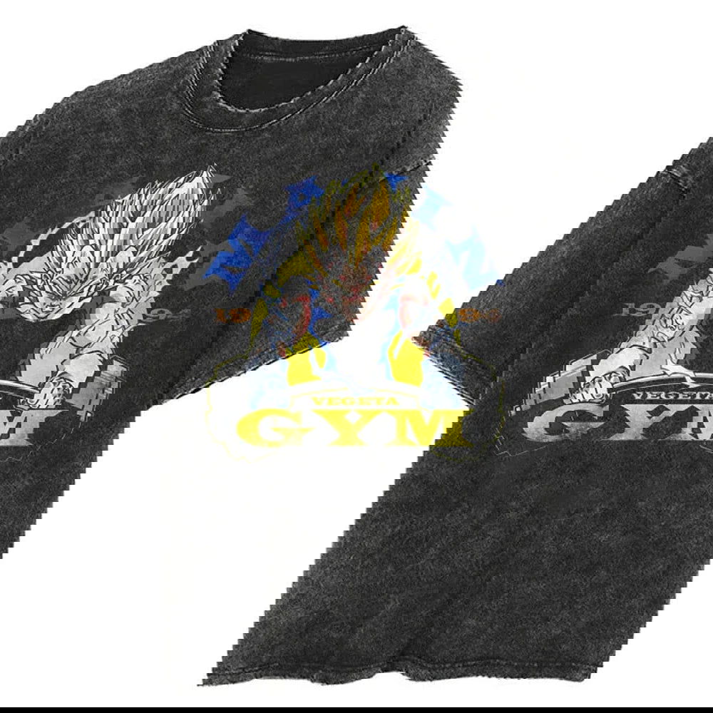 Dragon Ball Majin Vegeta Gym Washed Vintage Oversize T-Shirt - Anime Streetwear