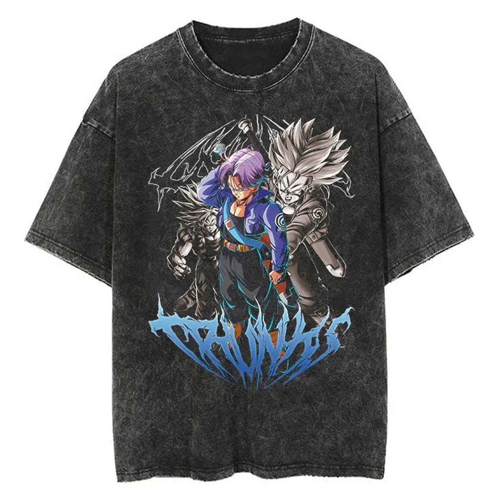 Dragon Ball Trunks Hero Washed Vintage Oversize T-Shirt - Anime Streetwear