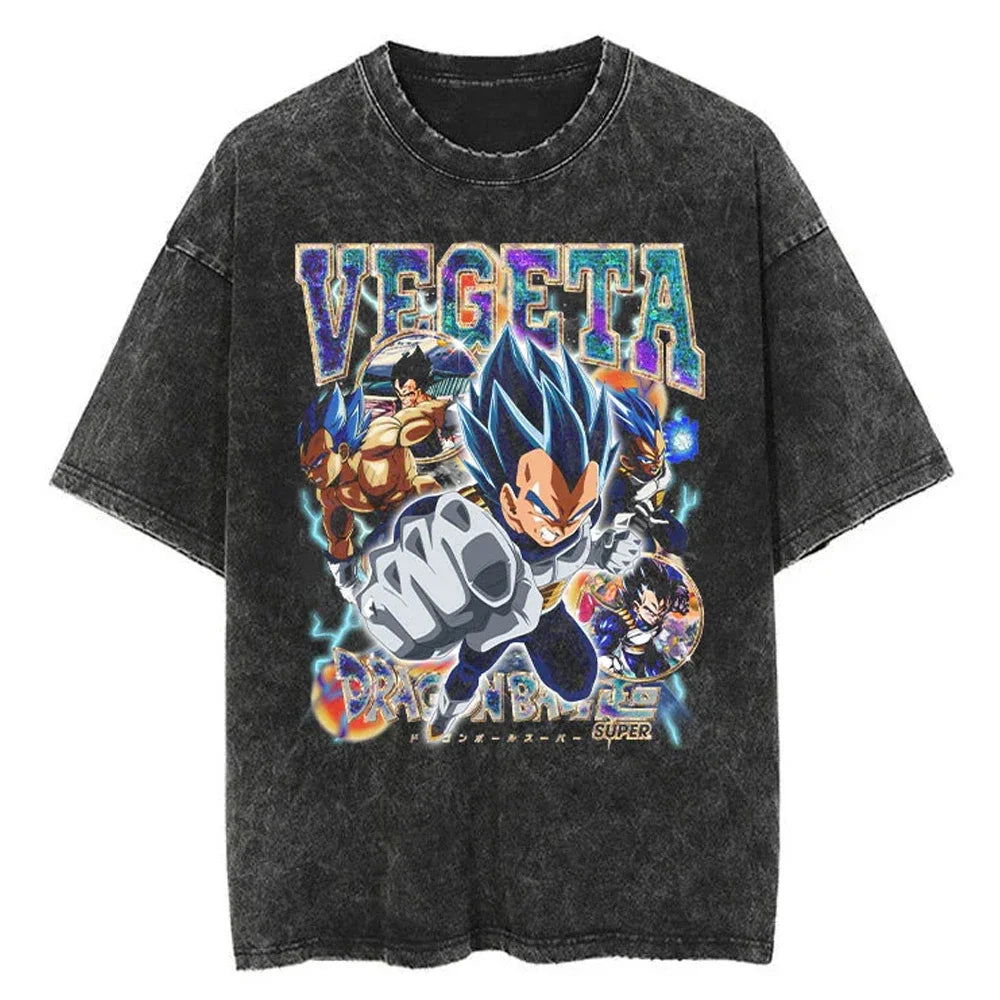 Dragon Ball Vegeta Washed Vintage Oversize T-Shirt - Anime Streetwear