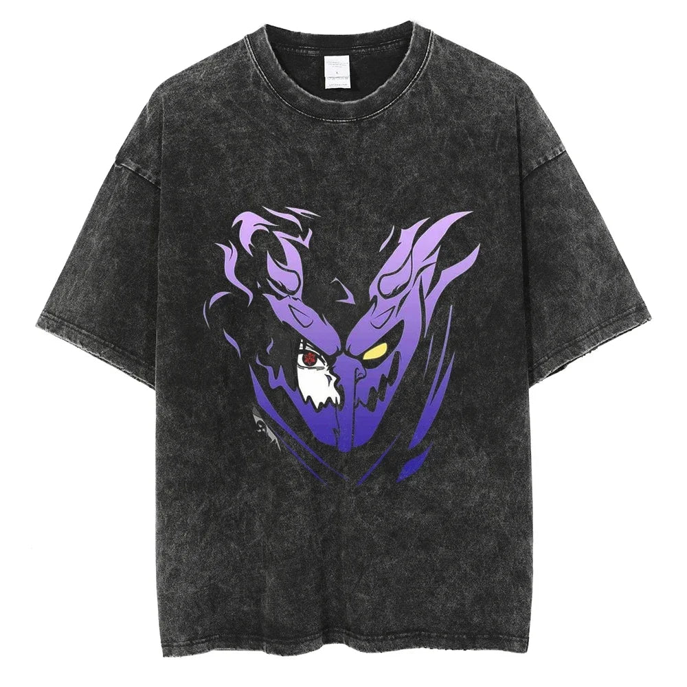 Naruto T-shirt - Sasuke Uchiha Anime Streetwear Harajuku - Washed Vintage