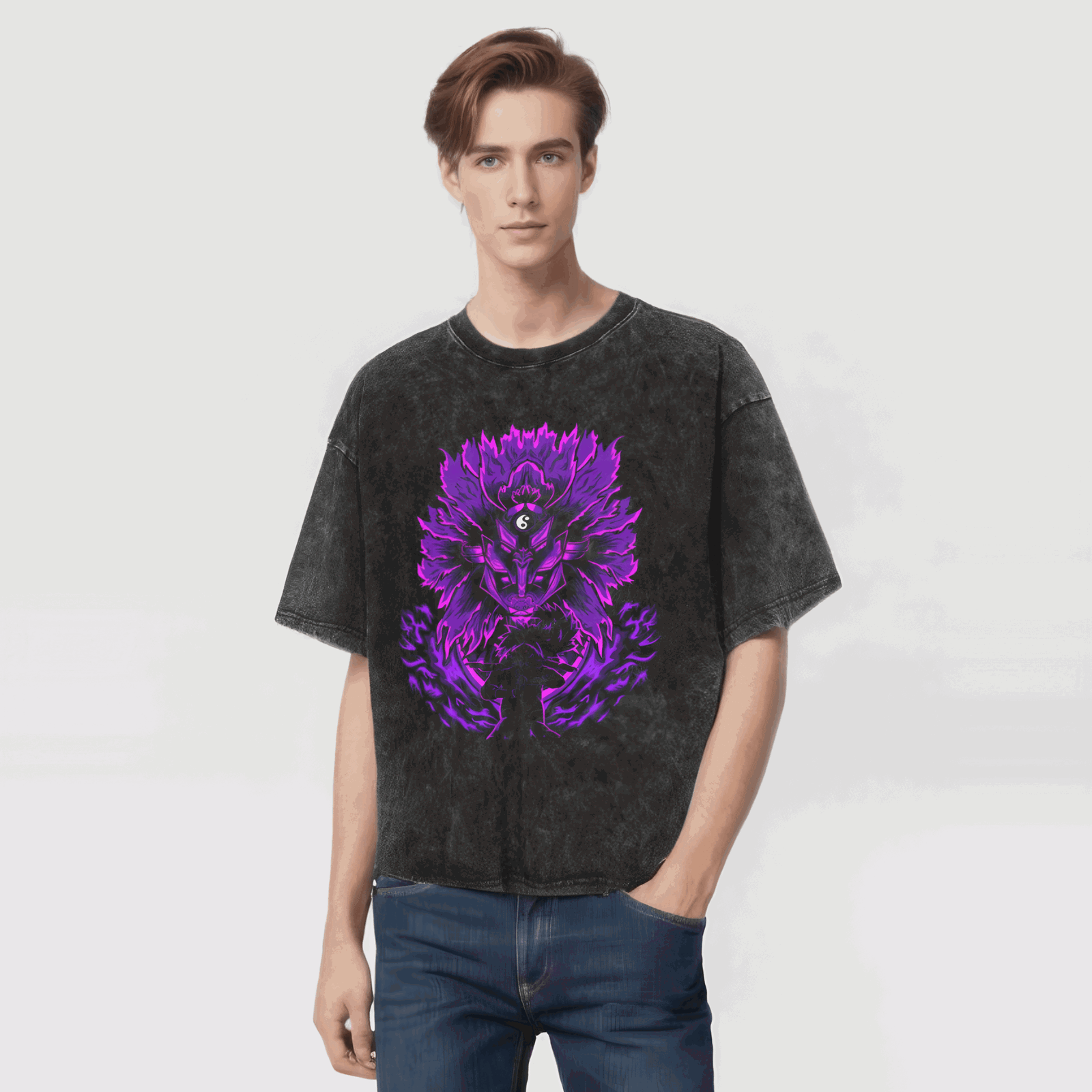 Naruto T-shirt Anime Streetwear Harajuku - Washed Vintage