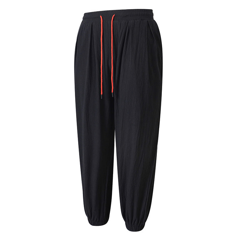 Men’s Japanese-Inspired Cotton-Linen Fisherman Pants