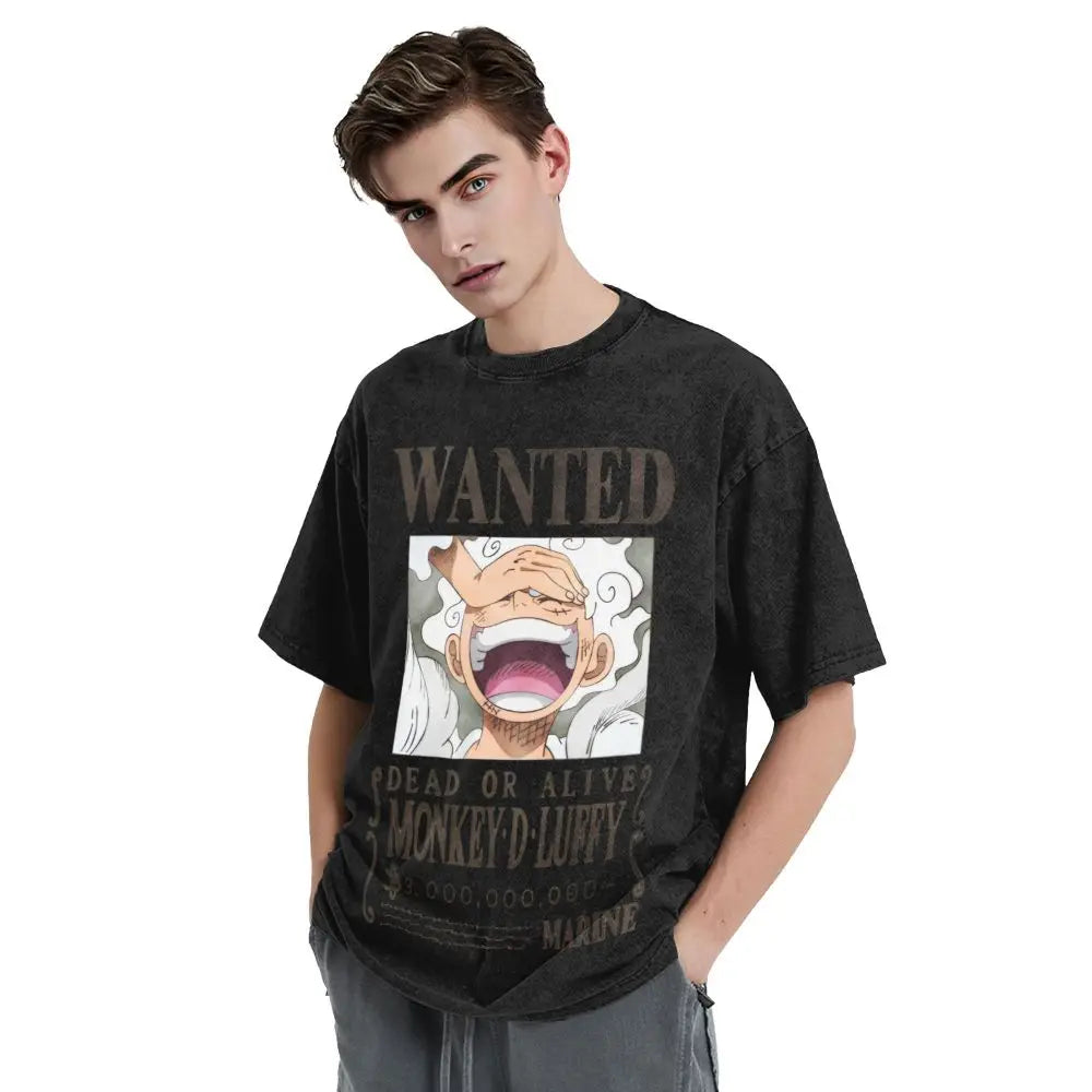 One Piece - Monkey D. Luffy Manga Anime Washed Vintage T-Shirt