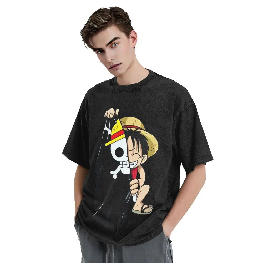One Piece - Monkey D. Luffy Manga Anime Washed Vintage T-Shirt