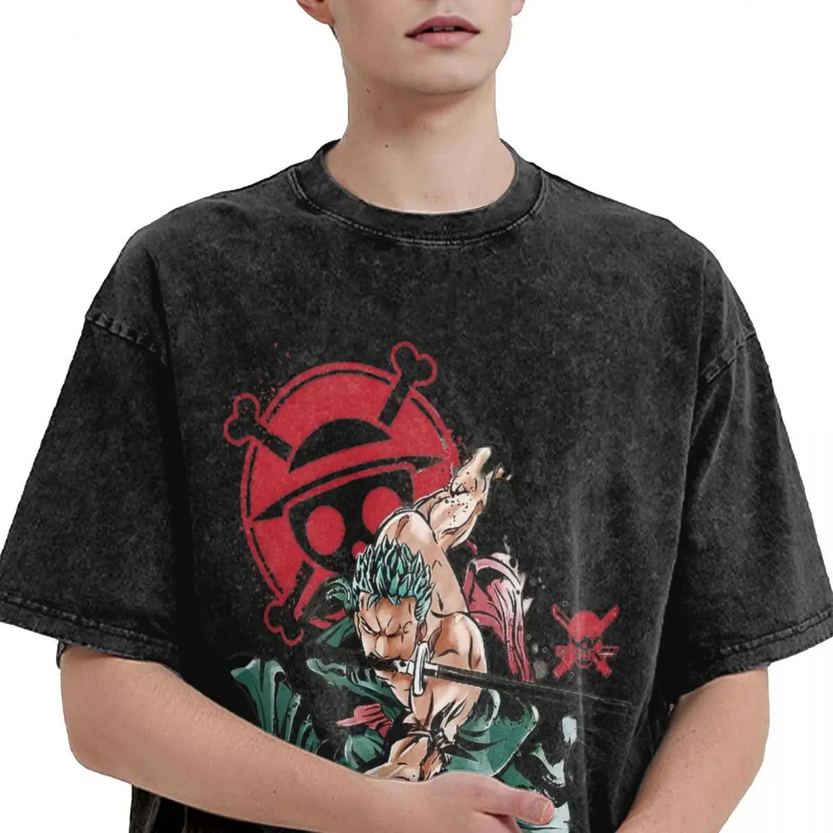 One Piece - Roronoa Zoro Manga Anime Washed Vintage T-Shirt