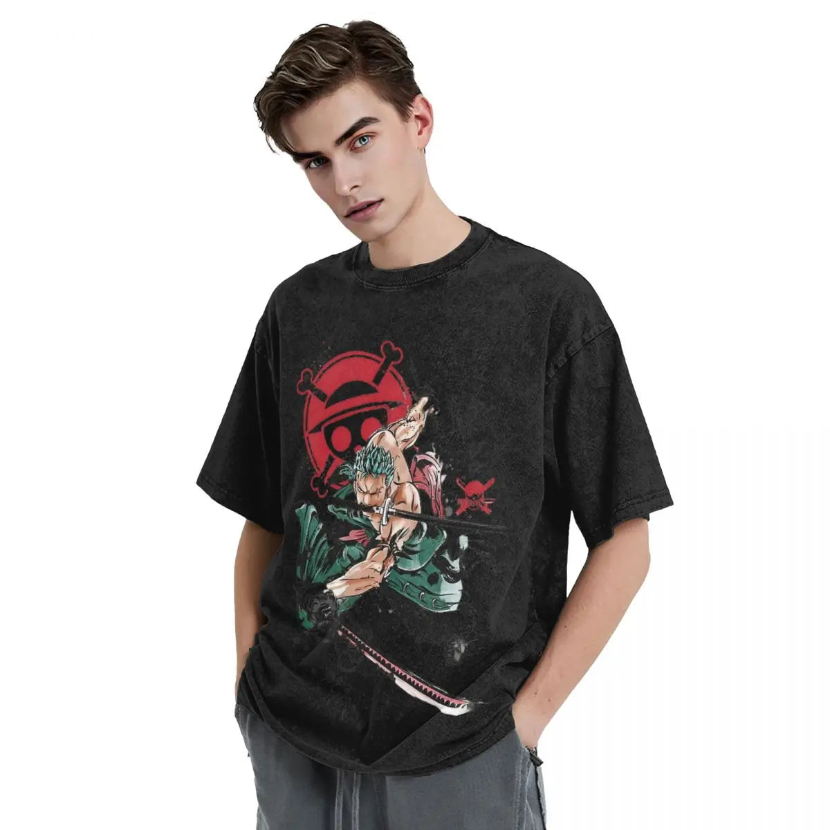 One Piece - Roronoa Zoro Manga Anime Washed Vintage T-Shirt