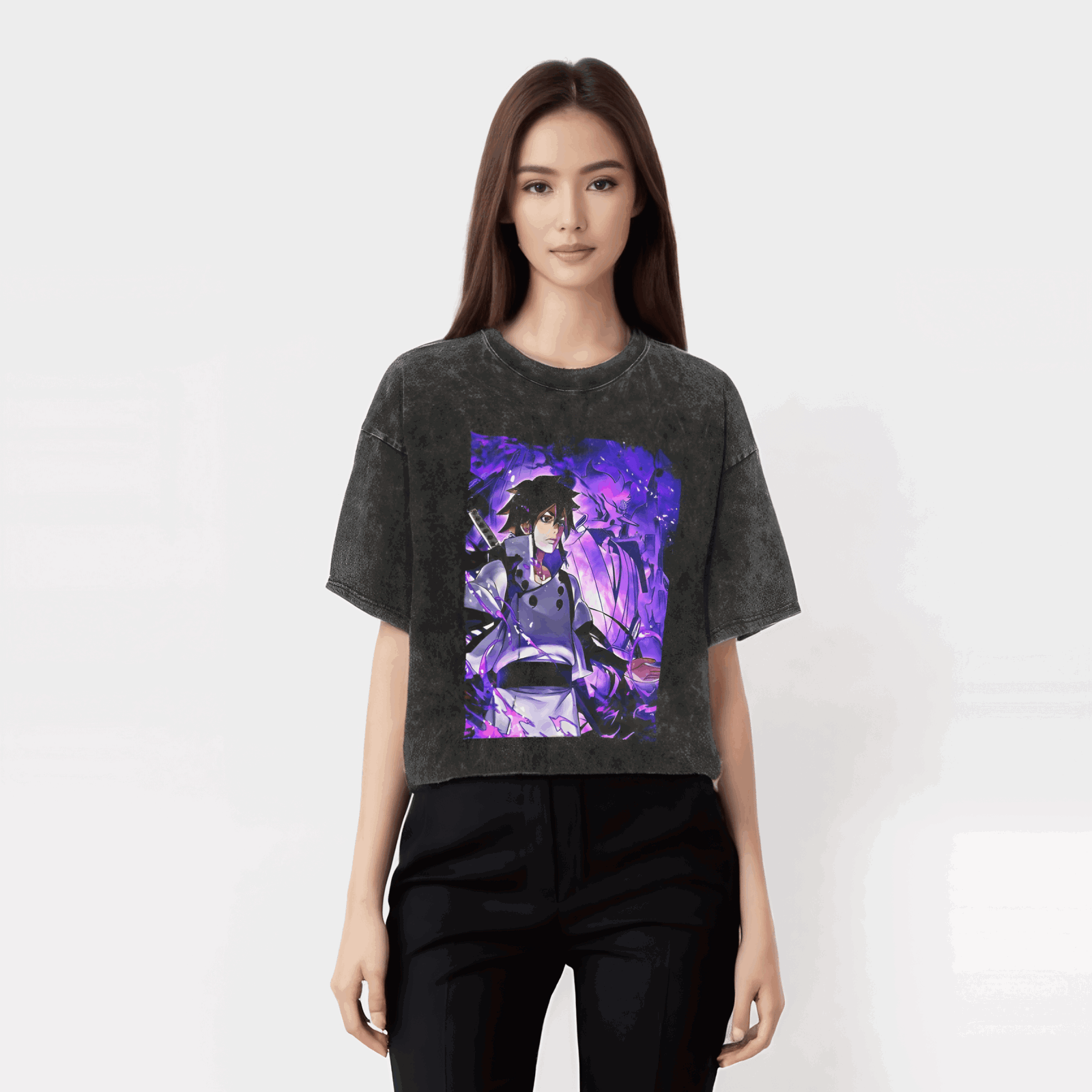 Sasuke Naruto T-shirt - Anime Streetwear Harajuku - Washed Vintage