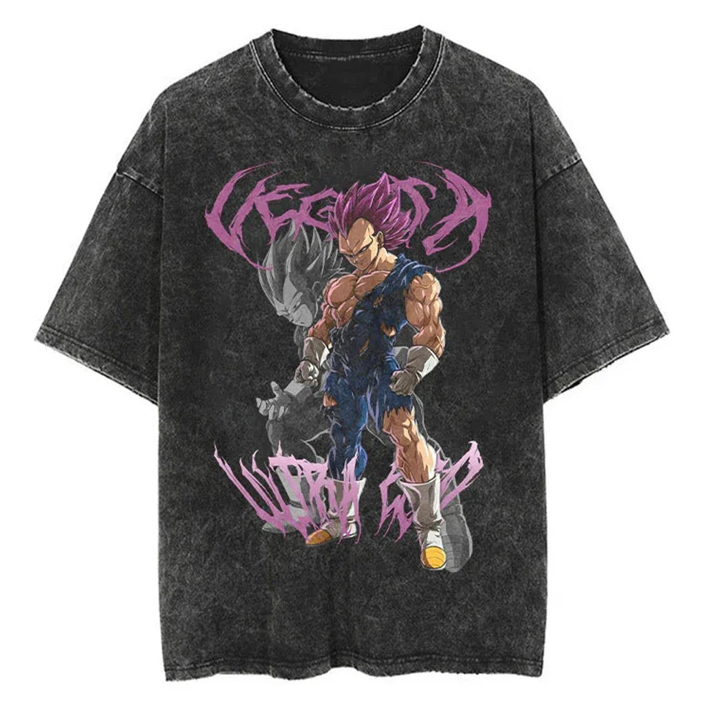 Vegeta Ultra Ego Dragon Ball Washed Vintage Oversize T-Shirt - Anime Streetwear