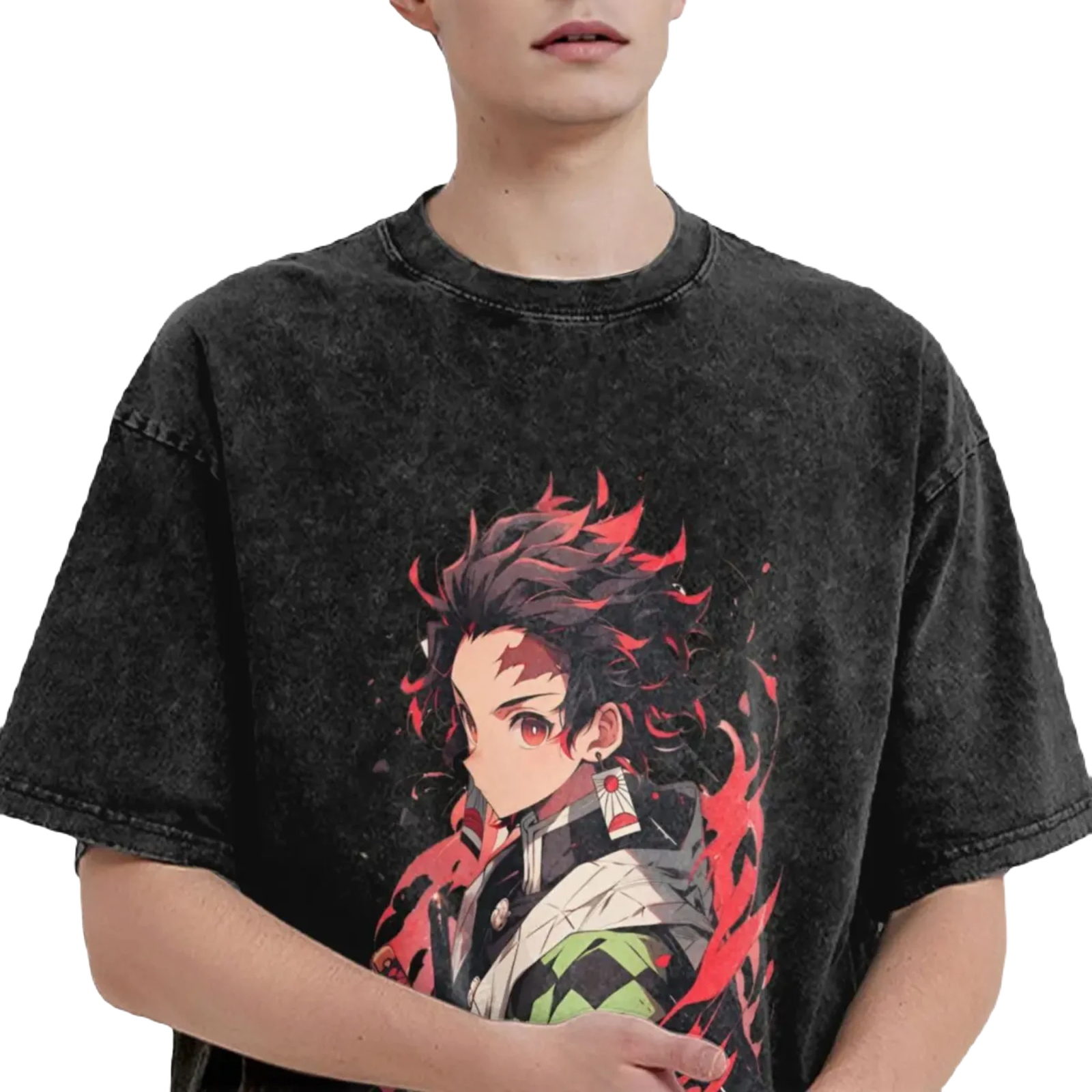Anime Tee Washed Cotton Vintage - Demon Slayers