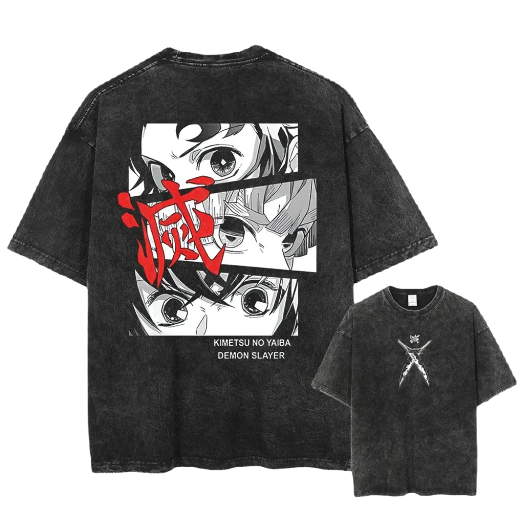 Anime Demon Slayer - Kimetsu no Yaiba Washed Tee - Cotton Vintage