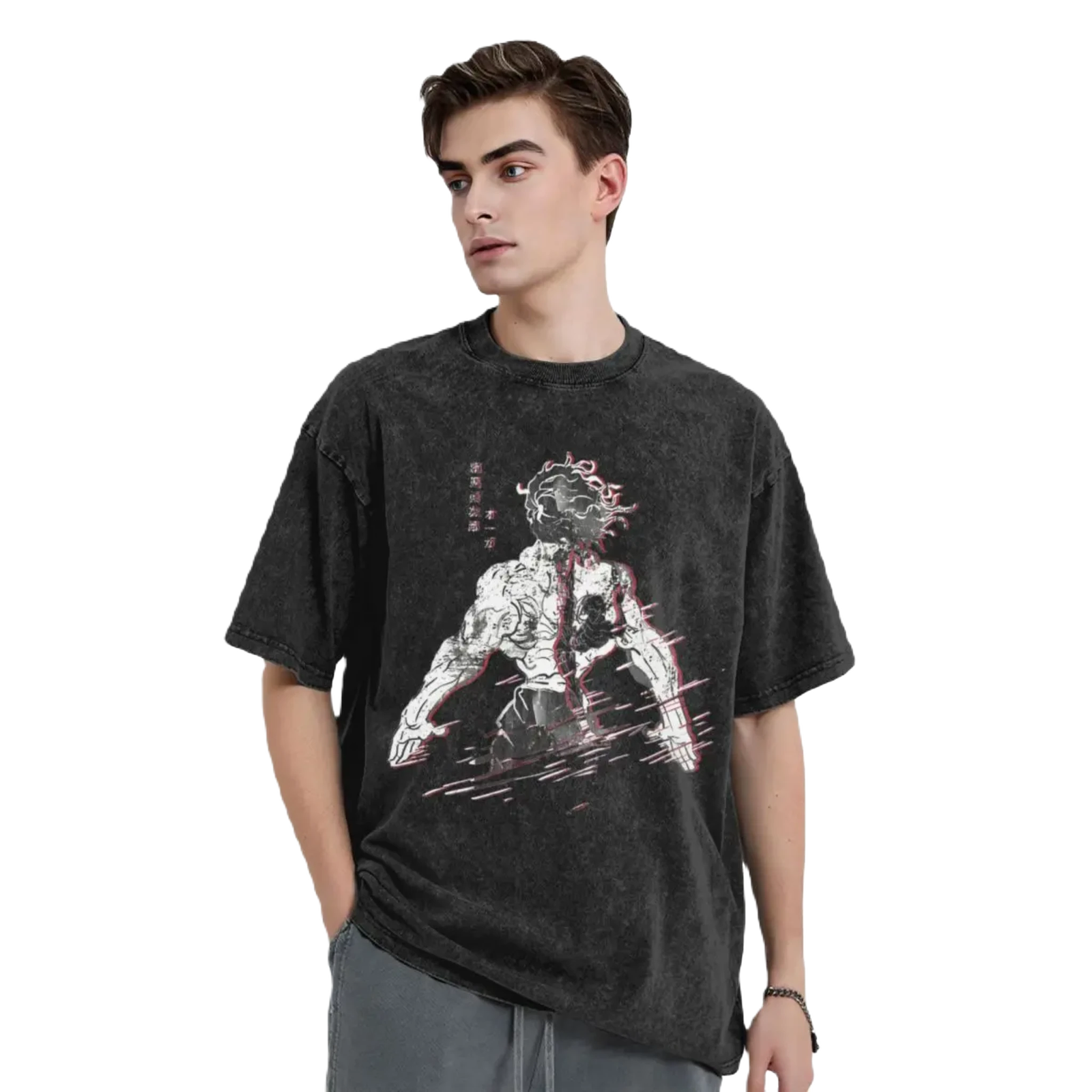 Yujiro Hanma - Anime Washed Streetwear T-Shirt - Legacy Baki The Grappler