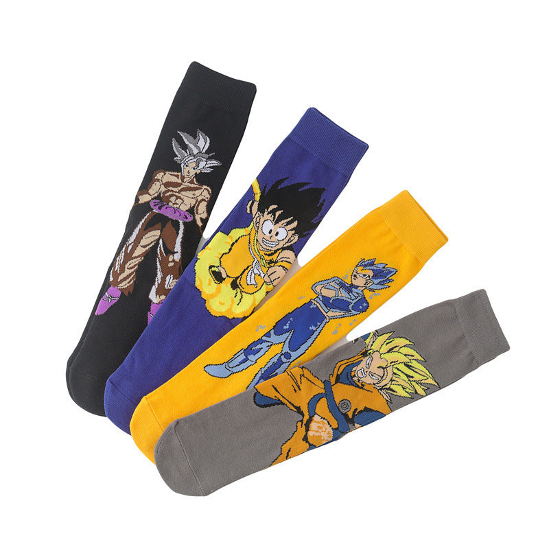Unisex Anime Middle Tube Cotton Socks Cartoon Long Tube Trendy Personality Cotton Socks