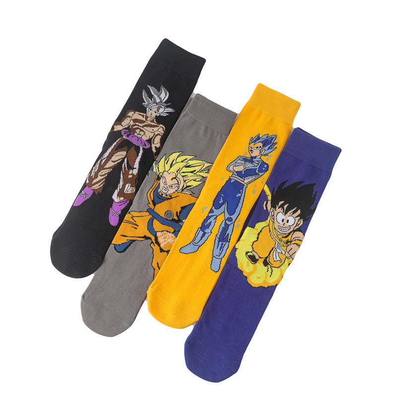 Unisex Anime Middle Tube Cotton Socks Cartoon Long Tube Trendy Personality Cotton Socks