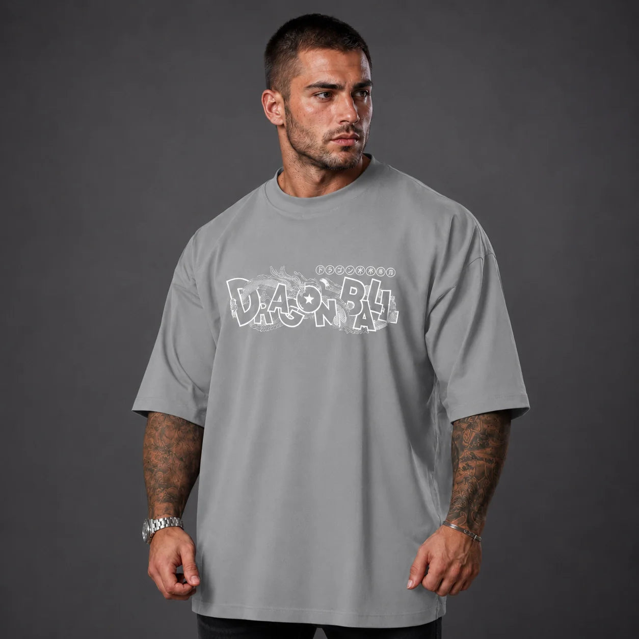 Oversized T-Shirt Oversized Streetwear Goku Super Saiyajin Gray