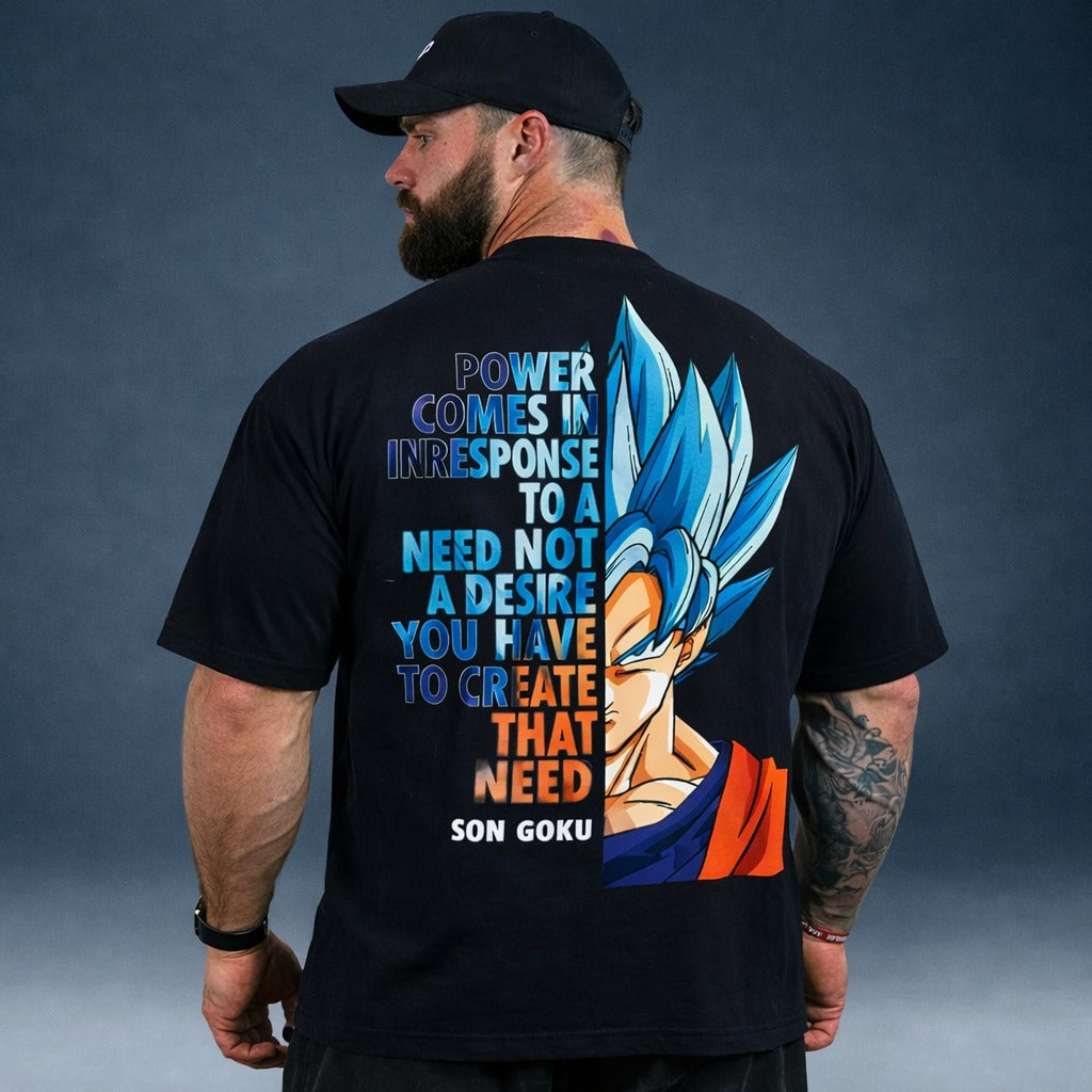 Oversized T-Shirt Oversized Masculina Goku Blue Black