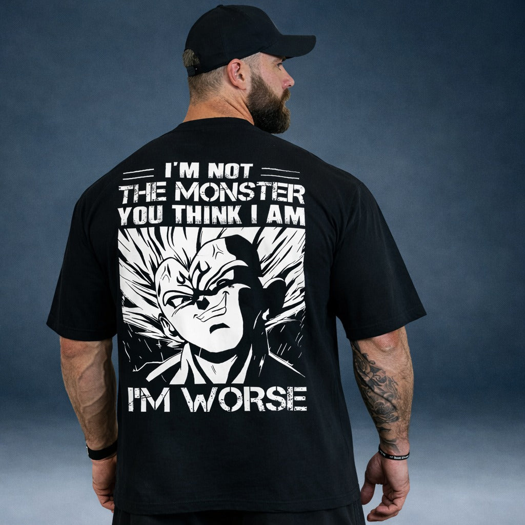 Oversized T-Shirt Oversized Masculina Vegeta The Monster Black