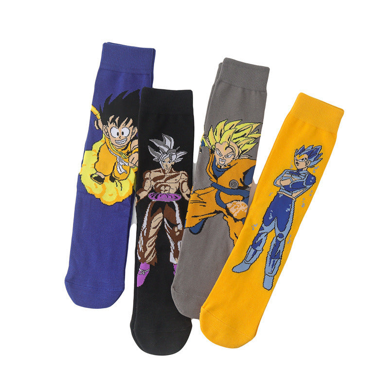 Unisex Anime Middle Tube Cotton Socks Cartoon Long Tube Trendy Personality Cotton Socks