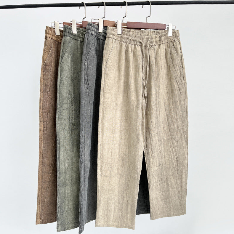 Men's Vintage Elastic Waist Pocket Casual Pants
