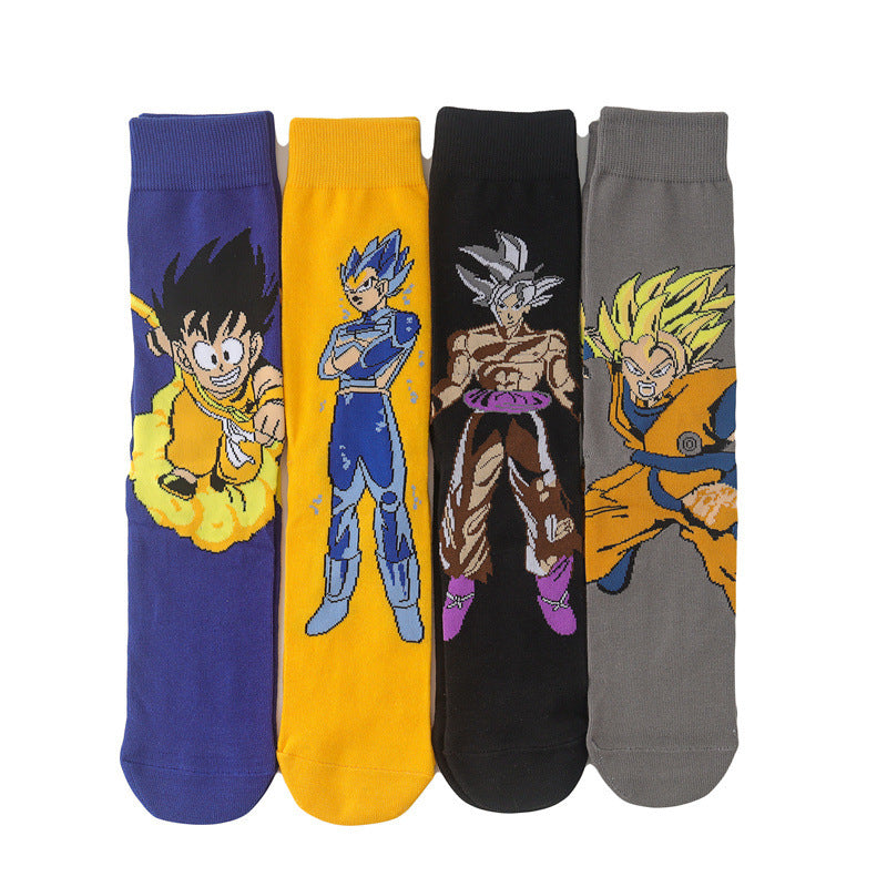 Unisex Anime Middle Tube Cotton Socks Cartoon Long Tube Trendy Personality Cotton Socks
