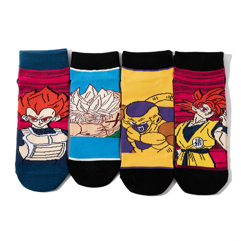 Unisex Anime Mid-tube Cotton Socks Cartoon Short Tube Trendy Personality Cotton Socks