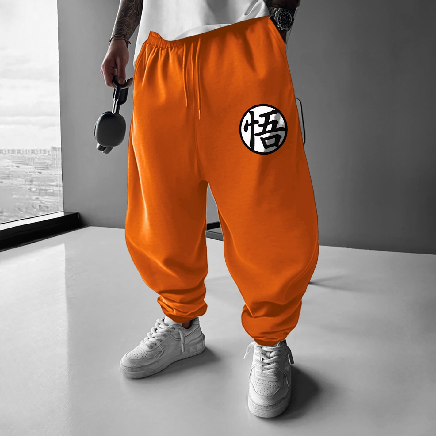 Unisex Anime Logo Casual Harem Pants