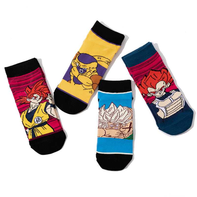 Unisex Anime Mid-tube Cotton Socks Cartoon Short Tube Trendy Personality Cotton Socks