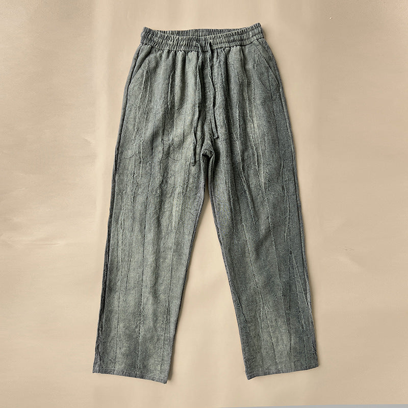 Men's Vintage Elastic Waist Pocket Casual Pants