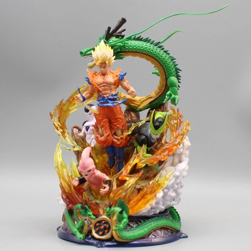 DBZ Goku vs Frieza/Cell/Buu with Shenron Statue