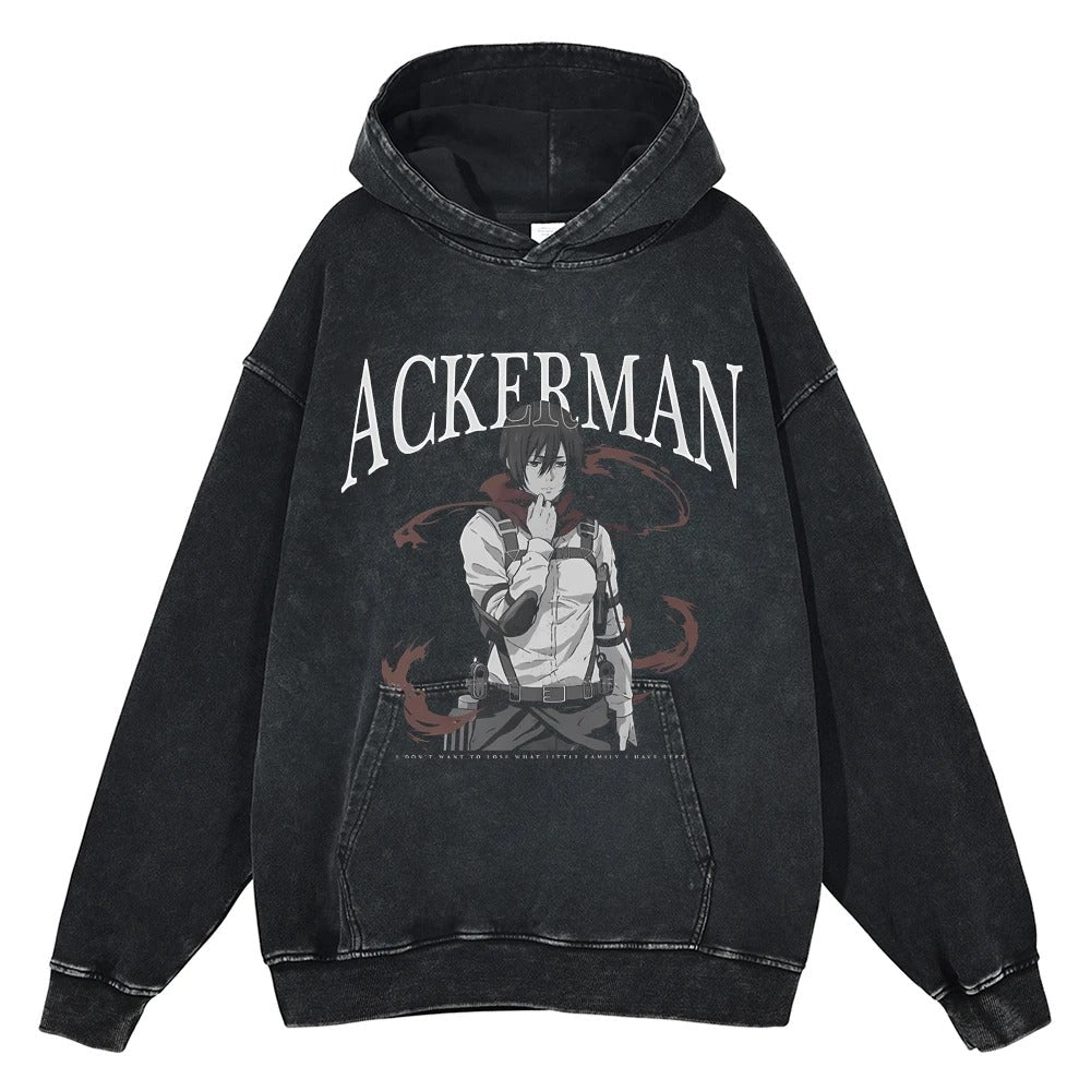 Mikasa Ackerman Vintage Hoodie V1