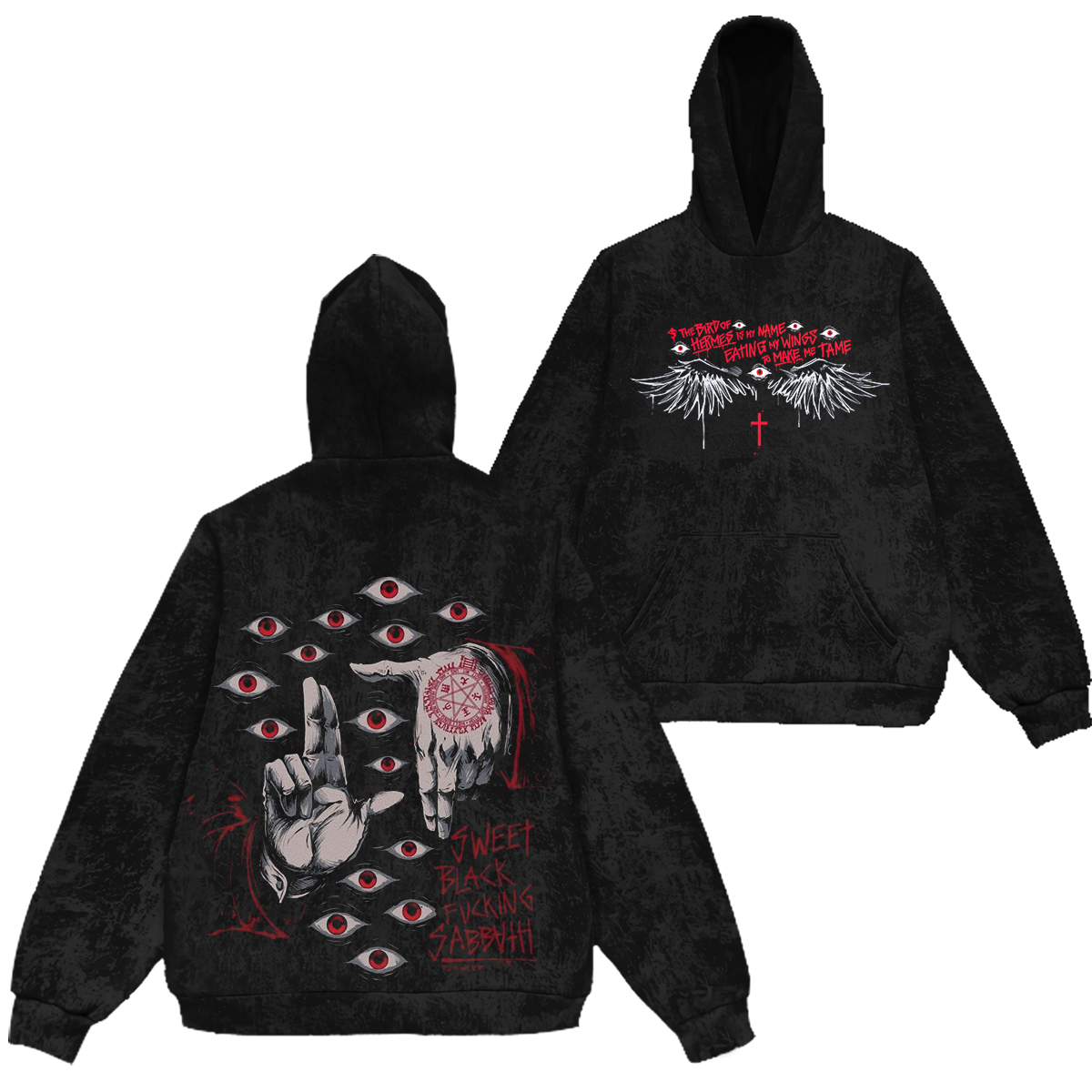 Alucard The Wings Hellsing Retro Vintage Washed Hoodie Sweatshirt