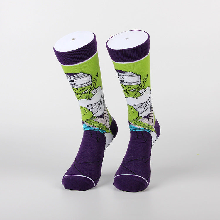 Unisex Anime Mid-tube Cotton Socks Cartoon Trendy Personality Cotton Socks