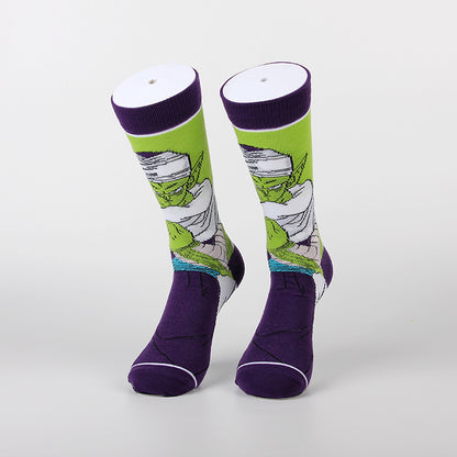 Unisex Anime Mid-tube Cotton Socks Cartoon Trendy Personality Cotton Socks
