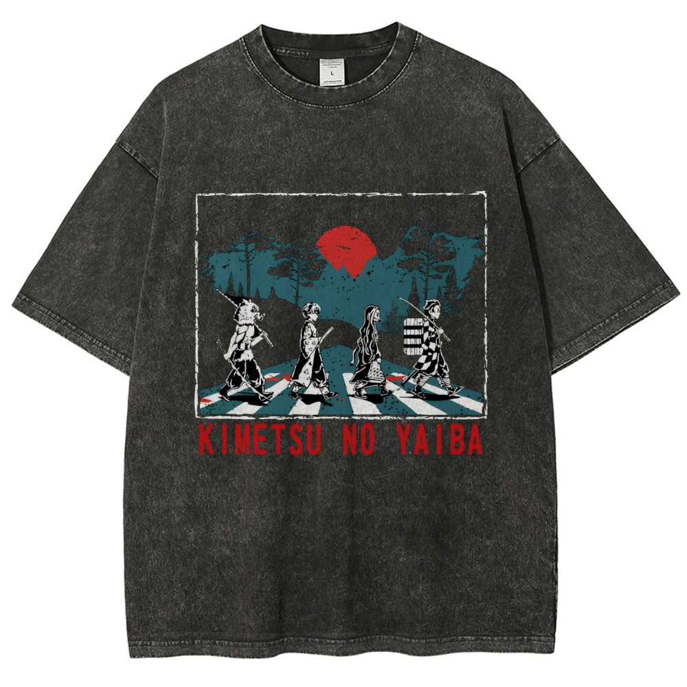Unisex Vintage Demon Slayer Washed T-Shirt