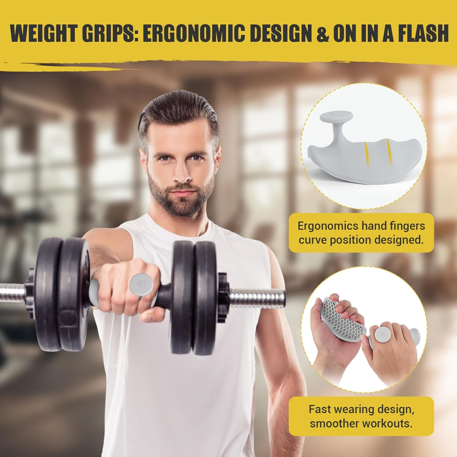 3 Pairs Anti-Slip Workout Grips – Ergonomic Rubber Hand Protectors