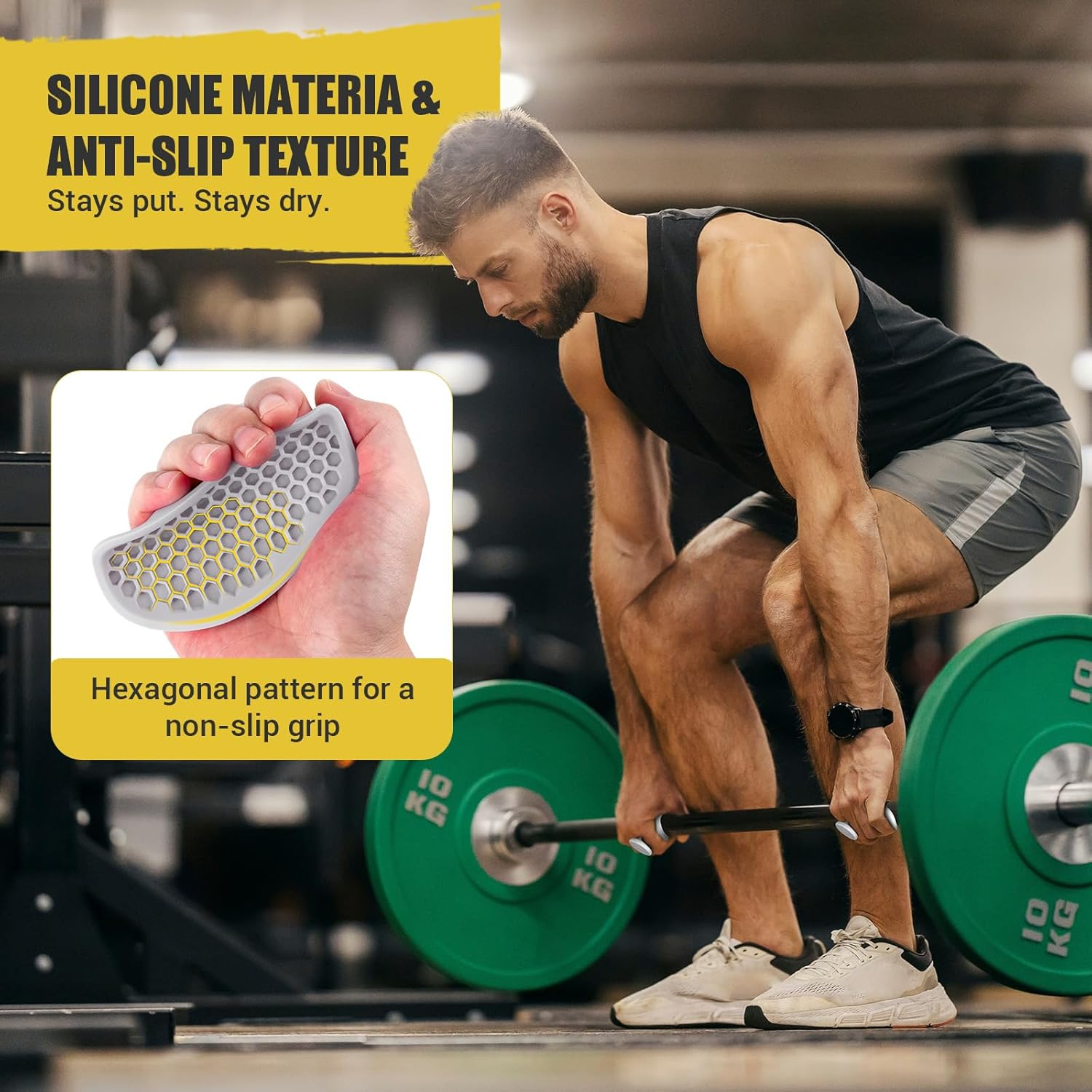 3 Pairs Anti-Slip Workout Grips – Ergonomic Rubber Hand Protectors
