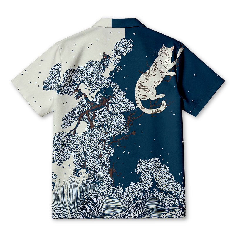White Tiger Climbing A Tree Hawaiian Shirt