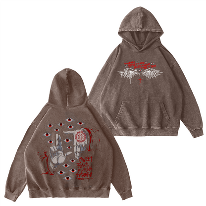 Alucard The Wings Hellsing Retro Vintage Washed Hoodie Sweatshirt