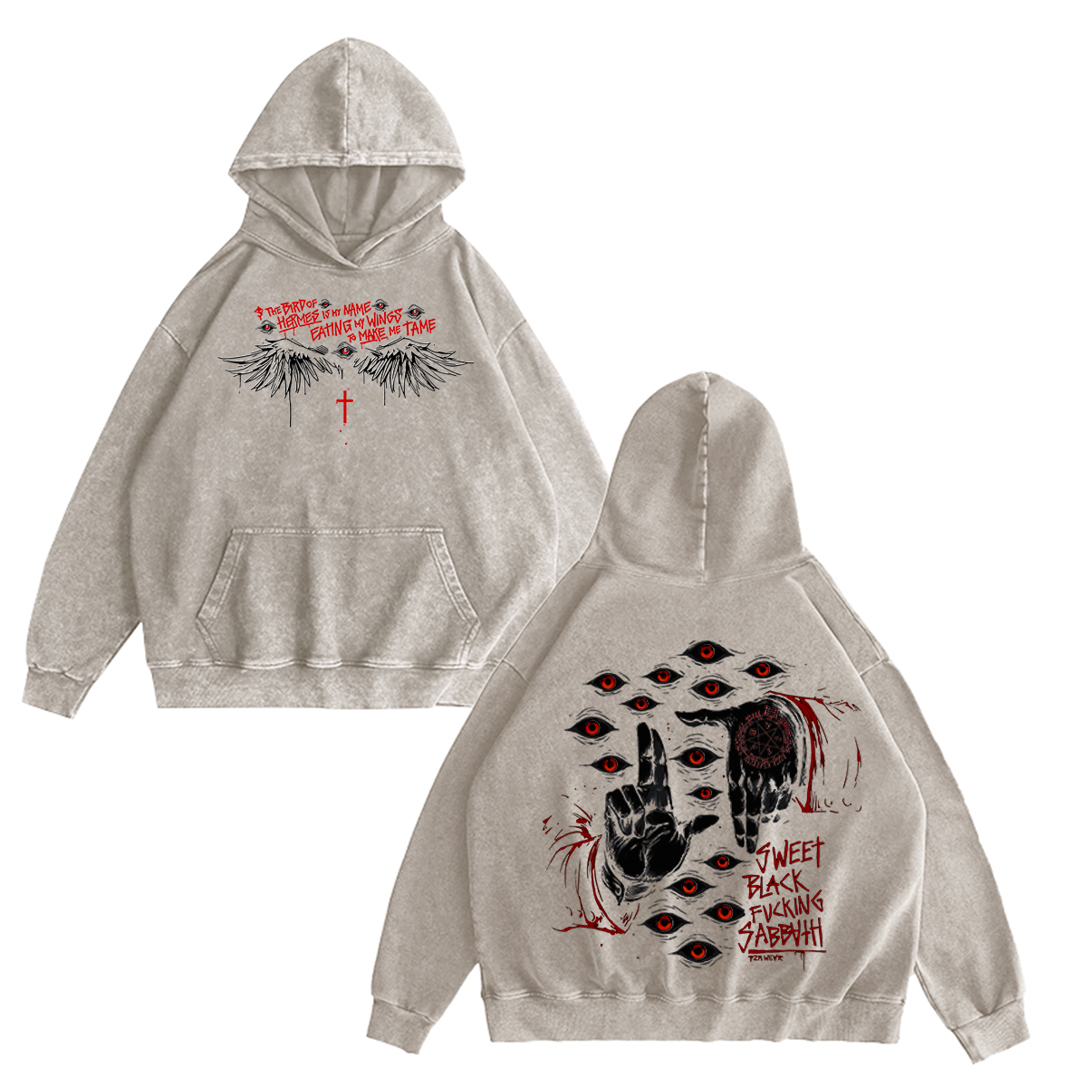 Alucard The Wings Hellsing Retro Vintage Washed Hoodie Sweatshirt