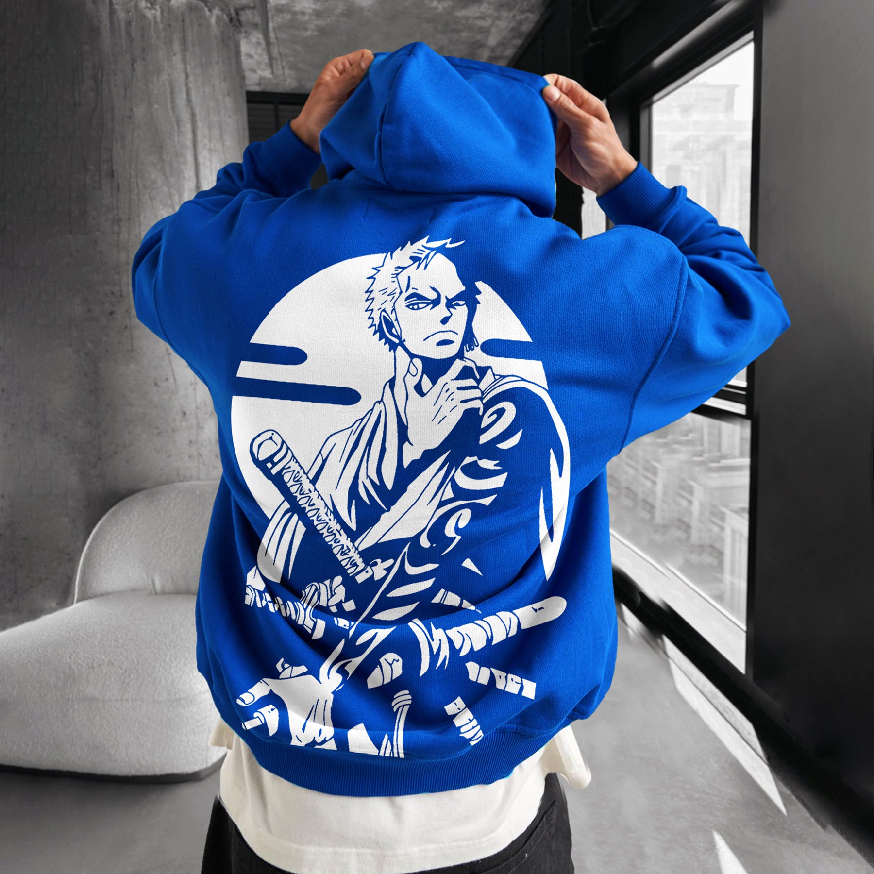 Oversize "anime Print" Print Hoodie