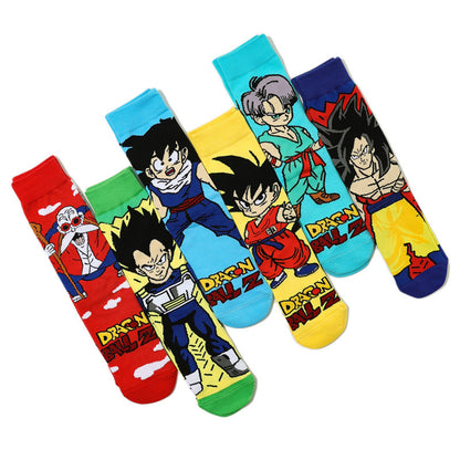 Unisex Anime Middle Tube Cotton Socks Cartoon Long Tube Trendy Personality Cotton Socks
