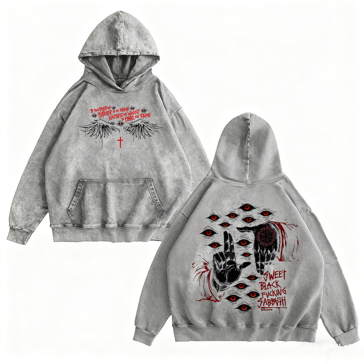 Alucard The Wings Hellsing Retro Vintage Washed Hoodie Sweatshirt