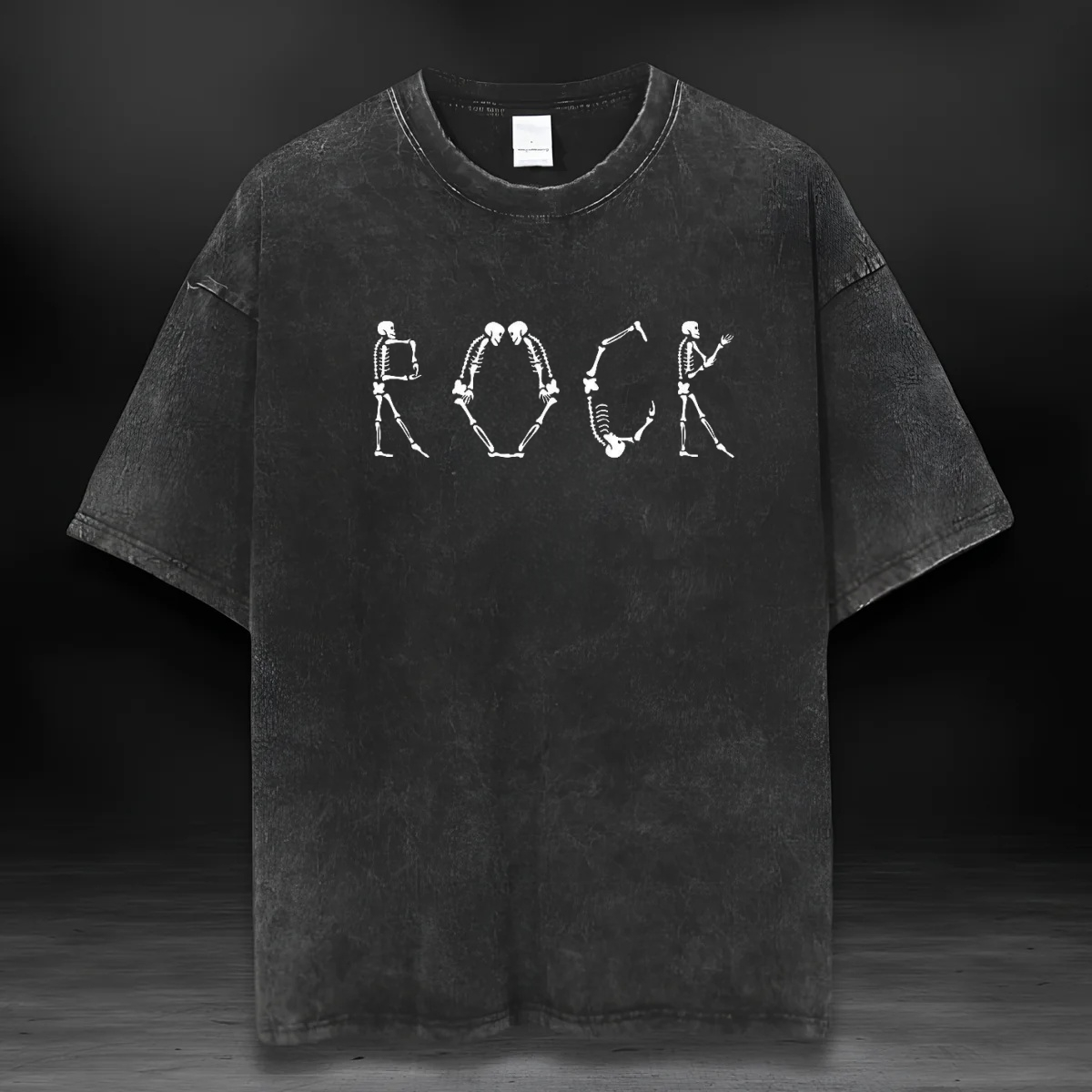 Skull Vintage Washed T-shirt-Rock