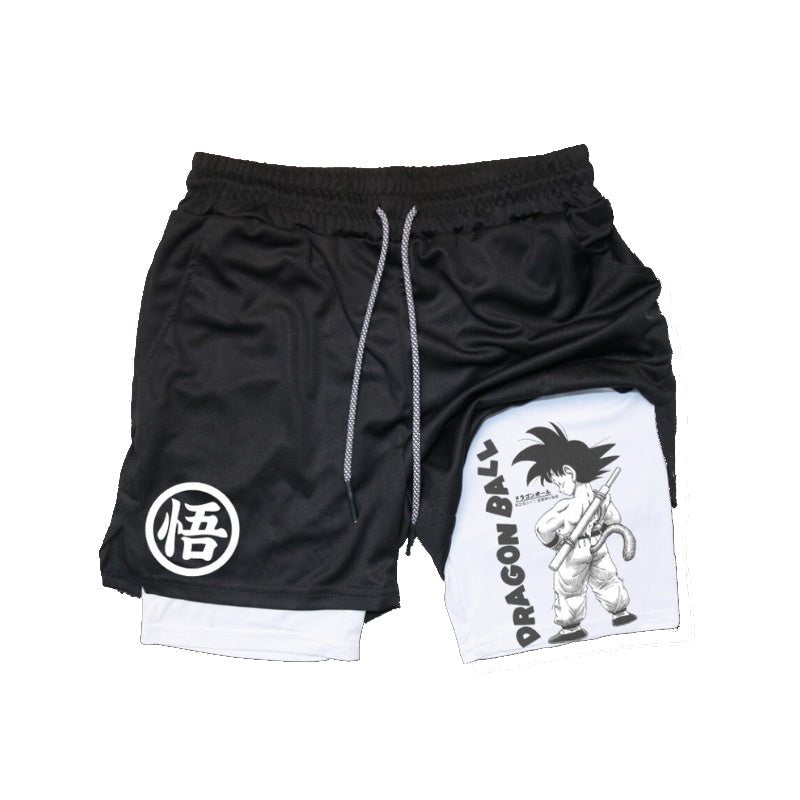 Dragon Ball Z Goku Performance Shorts - Black & White