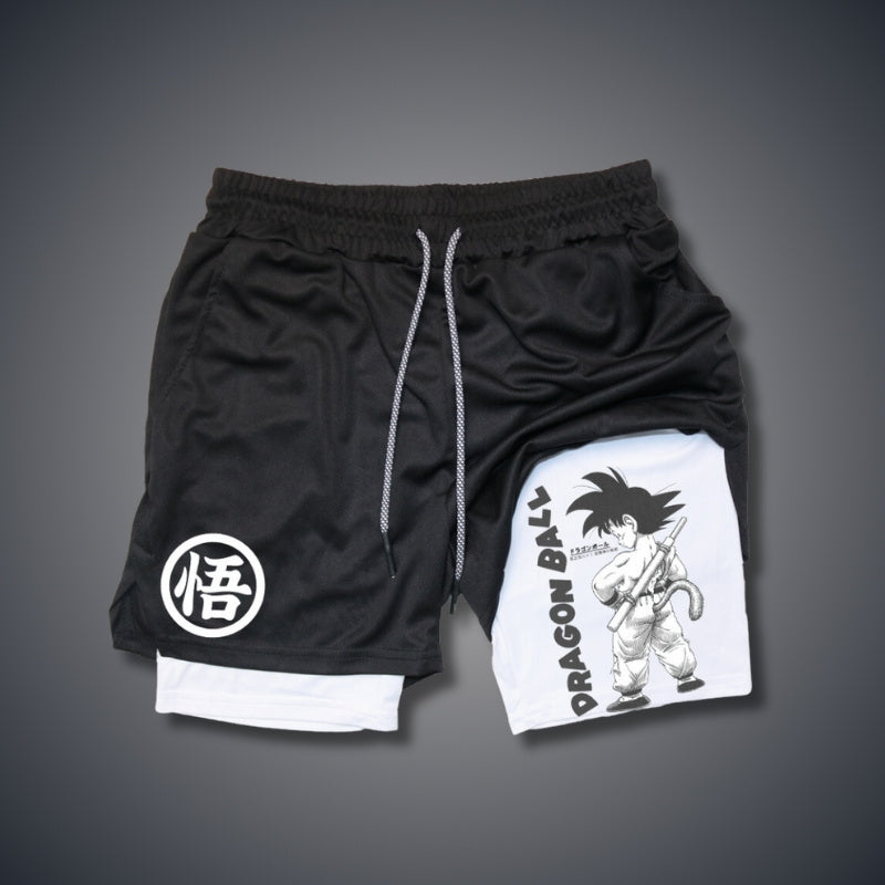 Dragon Ball Z Goku Performance Shorts - Black & White