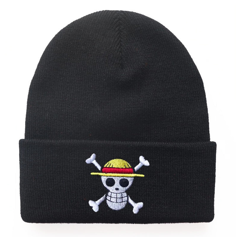 Unisex Straw Hat Anime Embroidery Warm Beanie