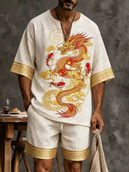 Men's Retro Dragon Design Suit