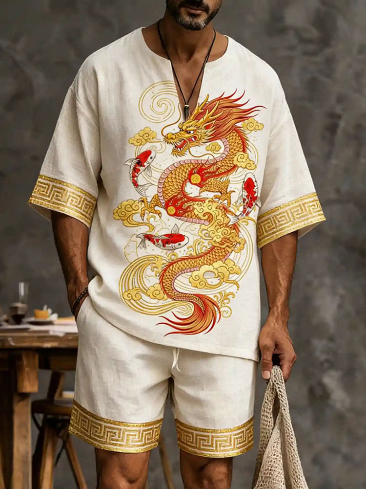 Men's Retro Dragon Design Suit