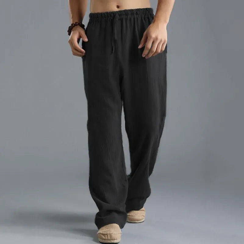 Men'S Vintage Drawstring Casual Cotton Linen Pants