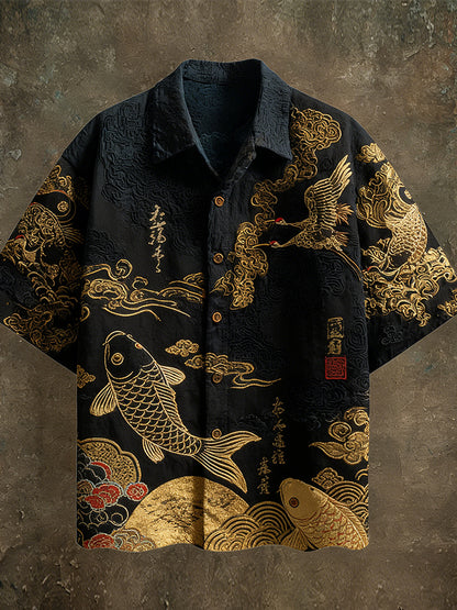 Japanese Koi Line Art Short Sleeve Shirt
