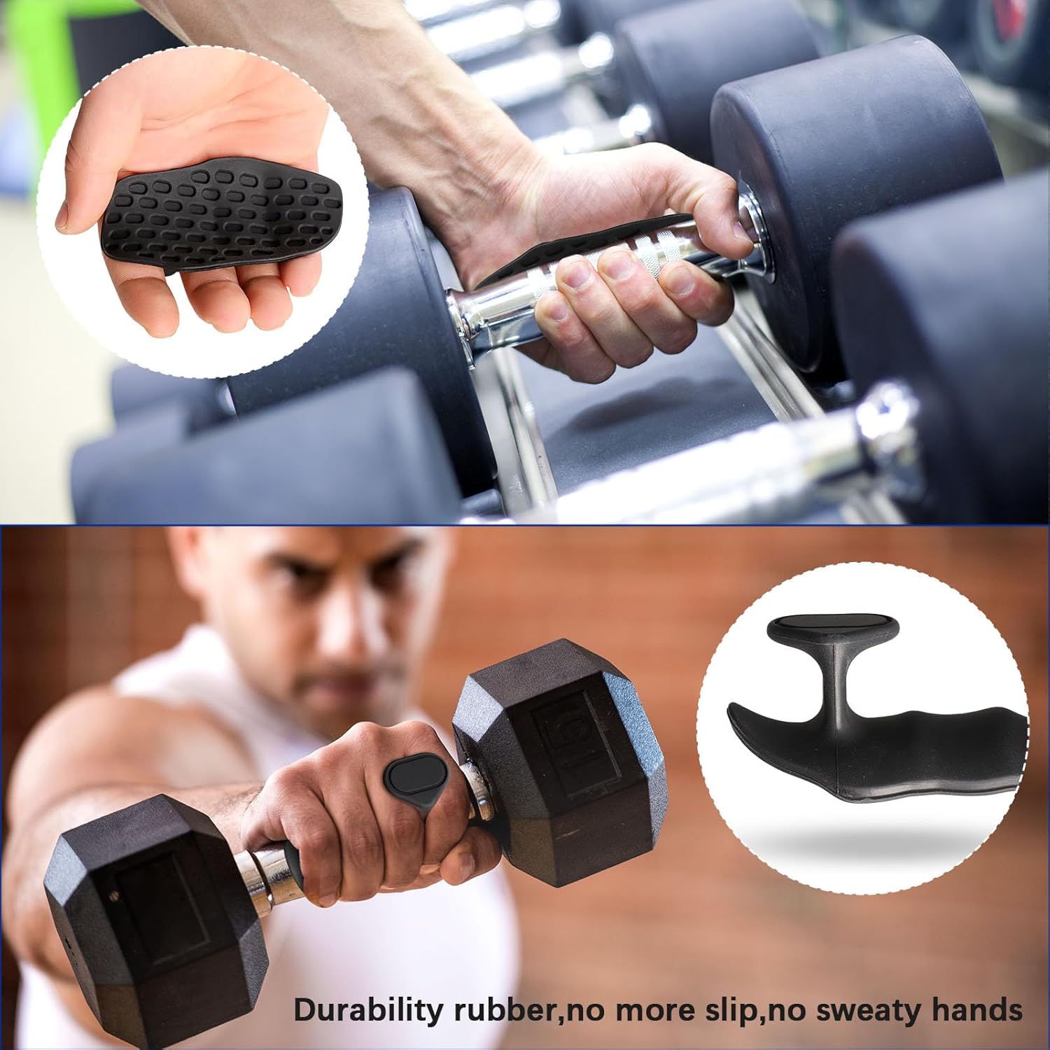 3 Pairs Anti-Slip Workout Grips – Ergonomic Rubber Hand Protectors